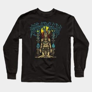 "Shaman Deathcore Dark Art Tee: Tribal Rhythms and Brutal Aesthetics Long Sleeve T-Shirt